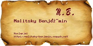 Malitsky Benjámin névjegykártya