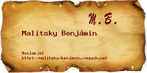 Malitsky Benjámin névjegykártya